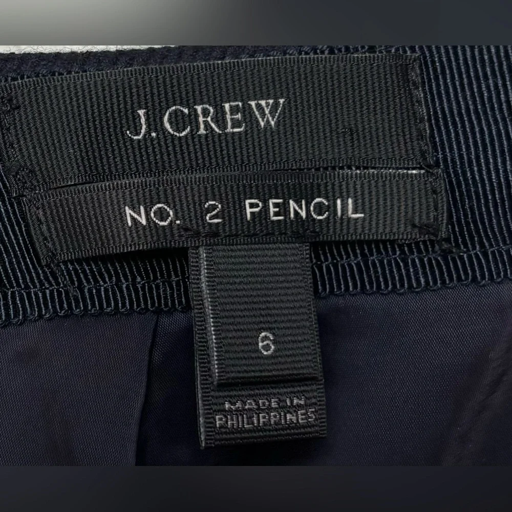 J.Crew No. 2 Pencil Skirt Colorblock Wool Gray Navy Blue Size 6 0719‎
